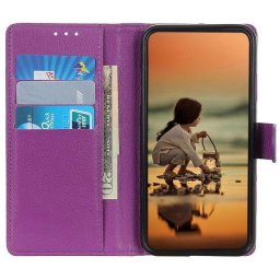 Кожен калъф тип портмоне за Huawei nova Y70 - лилав