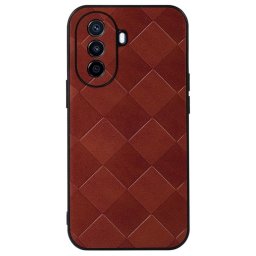 Пластмасов гръб с покритие от кожа за Huawei nova Y70 - кафяв
