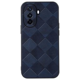 Пластмасов гръб с покритие от кожа за Huawei nova Y70 - тъмно син