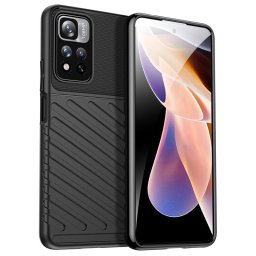 Подсилен силиконов гръб на черти за Xiaomi Redmi Note 11 Pro+ 5G - черен