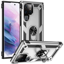 Хибриден гръб със стойка тип пръстен за Samsung Galaxy S22 Ultra - бял