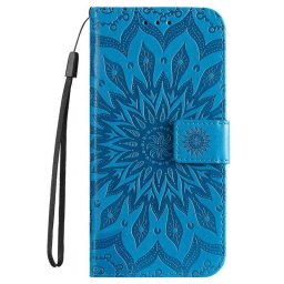 Кожен калъф тип портмоне с мандала за Honor Magic4 Lite 5G - син