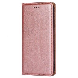 Кожен калъф тип портмоне с магнитна закопчалка за Huawei nova Y70 - перлено розов