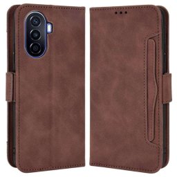 Кожен калъф тип портмоне с магнитна закопчалка за Huawei nova Y70 - кафяв