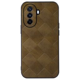Пластмасов гръб с покритие от кожа за Huawei nova Y70 - бежов