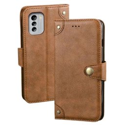 Кожен калъф тип портмоне с магнитно закопчаване за Nokia G60 5G - бежов