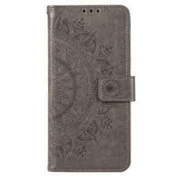 Кожен калъф тип портмоне с мандала за Nokia G60 5G - сив