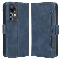 Кожен калъф тип портмоне с магнитна закопчалка за Xiaomi 12T 5G/12T Pro - тъмно син