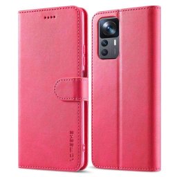 Кожен калъф тип портмоне марка LC.IMEEKE за Xiaomi 12T 5G/12T Pro - малинов