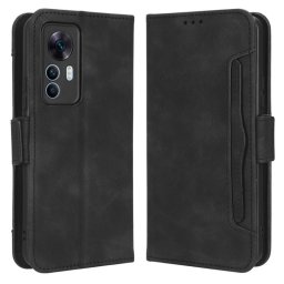 Кожен калъф тип портмоне с магнитна закопчалка за Xiaomi 12T 5G/12T Pro - черен