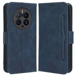 Кожен калъф тип портмоне с магнитна закопчалка за Huawei Mate 50 Pro - тъмно син