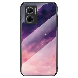 Силиконов кейс със стъклен гръб за Xiaomi Redmi 10 5G - лилави облаци