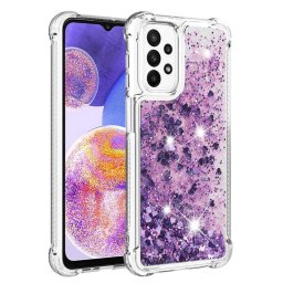 Силиконов гръб с течност с брокат за Samsung Galaxy A23 5G - лилав