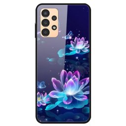 Силиконов кейс със стъклен гръб за Samsung Galaxy A23 5G - лилави цветя
