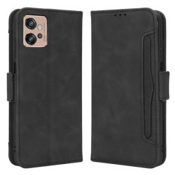 Кожен калъф тип портмоне с магнитно закопчаване за Motorola Moto G32 - черен