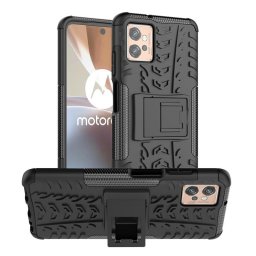 Двупластов гръб със стойка за Motorola Moto G32 - черен