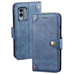 Кожен калъф тип портмоне с магнитно закопчаване за Nokia X30 5G - тъмно син