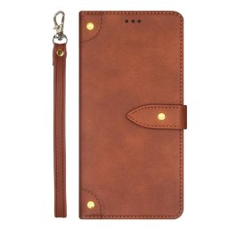 Кожен калъф тип портмоне с магнитно закопчаване за Nokia X30 5G - кафяв