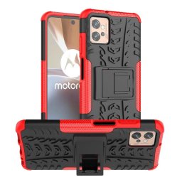 Двупластов гръб със стойка за Motorola Moto G32 - червен