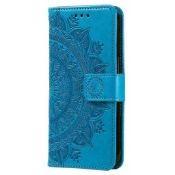 Кожен калъф тип портмоне със слънце за Nokia X30 5G - син