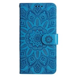 Кожен калъф тип портмоне с цвете за Huawei Nova 10 SE - син