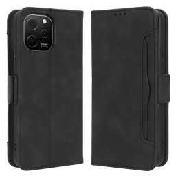 Кожен калъф тип портмоне с магнитна закопчалка за Huawei Nova Y61 - черен