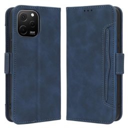 Кожен калъф тип портмоне с магнитна закопчалка за Huawei Nova Y61 - тъмно син
