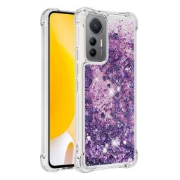 Силиконов гръб с течност с брокат за Xiaomi 12 Lite - лилав