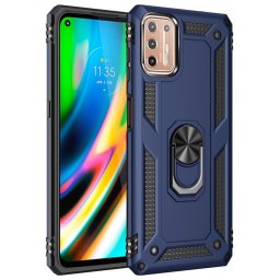 Хибриден гръб със стойка за Motorola Moto G9 Plus - тъмно син