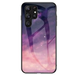 Силиконов кейс със стъклен гръб за Samsung Galaxy S23 Ultra - лилаво небе