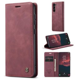 Калъф страничен flip марка CASEME за Samsung Galaxy S23 – винено червен