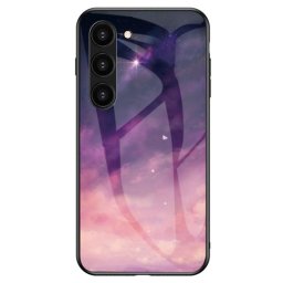Силиконов кейс със стъклен гръб за Samsung Galaxy S23 - лилаво небе