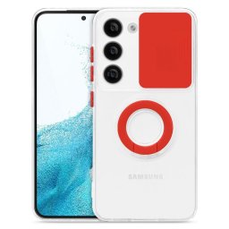 Силиконов гръб със стойка тип пръстен за Samsung Galaxy S23 - червен