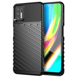 Подсилен силиконов гръб на черти за Motorola Moto G9 Plus - черен
