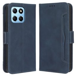 Кожен калъф тип портмоне с магнитна закопчалка за Honor X8 5G - тъмно син
