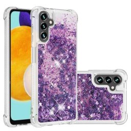 Силиконов гръб с течност с брокат за Samsung Galaxy A54 5G - лилав