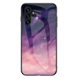 Силиконов кейс със стъклен гръб за Samsung Galaxy A54 5G - лилави облаци