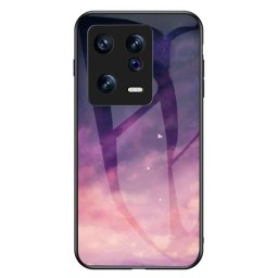Силиконов кейс със стъклен гръб за Xiaomi 13 - лилави облаци