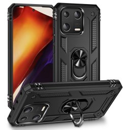 Силиконов гръб със стойка тип пръстен за Xiaomi 13 - черен