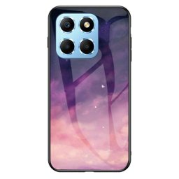 Силиконов кейс със стъклен гръб за Honor X8 5G - лилави облаци
