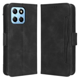 Кожен калъф тип портмоне с магнитна закопчалка за Honor X8 5G - черен