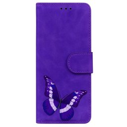 Калъф тип портмоне с пеперуда за Honor X8 5G - лилав