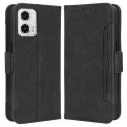 Кожен калъф тип портмоне с магнитно закопчаване за Motorola G53 5G - черен