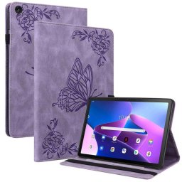 Кожен калъф с пеперуда за Lenovo Tab M10 3rd Gen - лилав