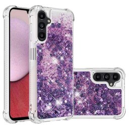 Силиконов гръб с течност с брокат за Samsung Galaxy A14 4G/5G - лилав