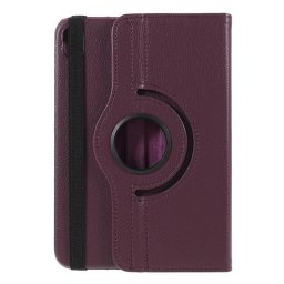 Кожен калъф за iPad mini (6th Gen) с въртяща поставка - лилав