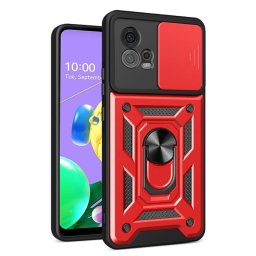 Хибриден гръб със стойка за Motorola Moto G72 - червен