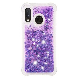 Силиконов гръб с течност с брокат за Samsung Galaxy A20e - лилав
