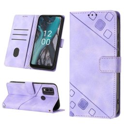 Калъф тип портмоне с квадрати за Nokia C22 - лилав