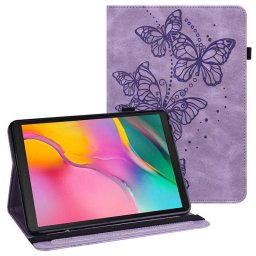 Кожен калъф с пеперуди за Samsung Galaxy Tab A7 Lite - лилав